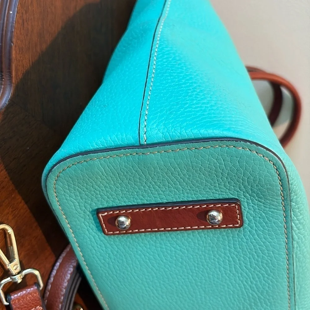Dooney Bourke Bright mint satchel Crossbody /Shoulder bag Leather/brown trim